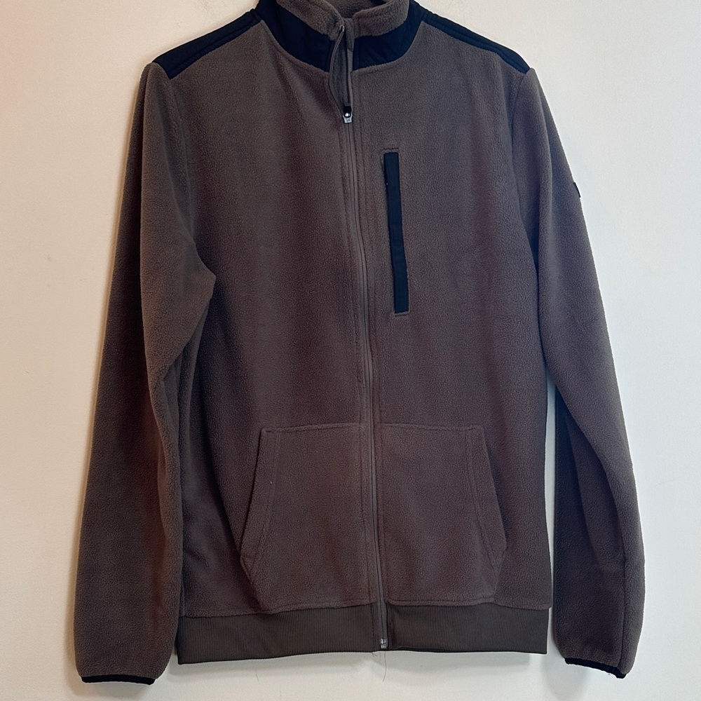 NWT Parkside Men’s Fleece Zip‑Up Jacket – Olive Green, Size M